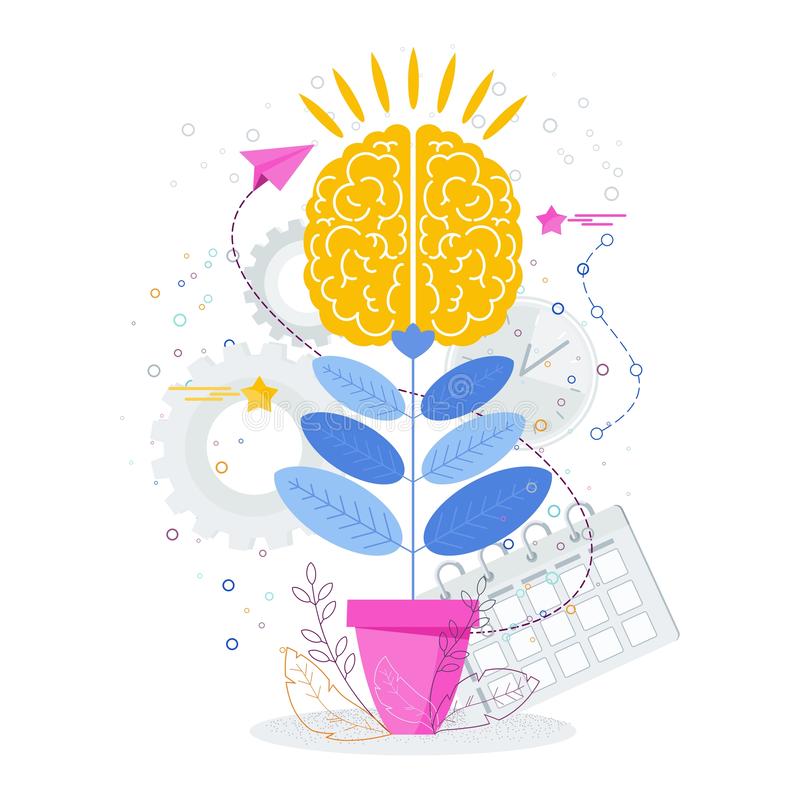 Brain Grows Flower Pot Like Plant Metaphor Development Intelligence Knowledge Education Innovation New Idea 156070670